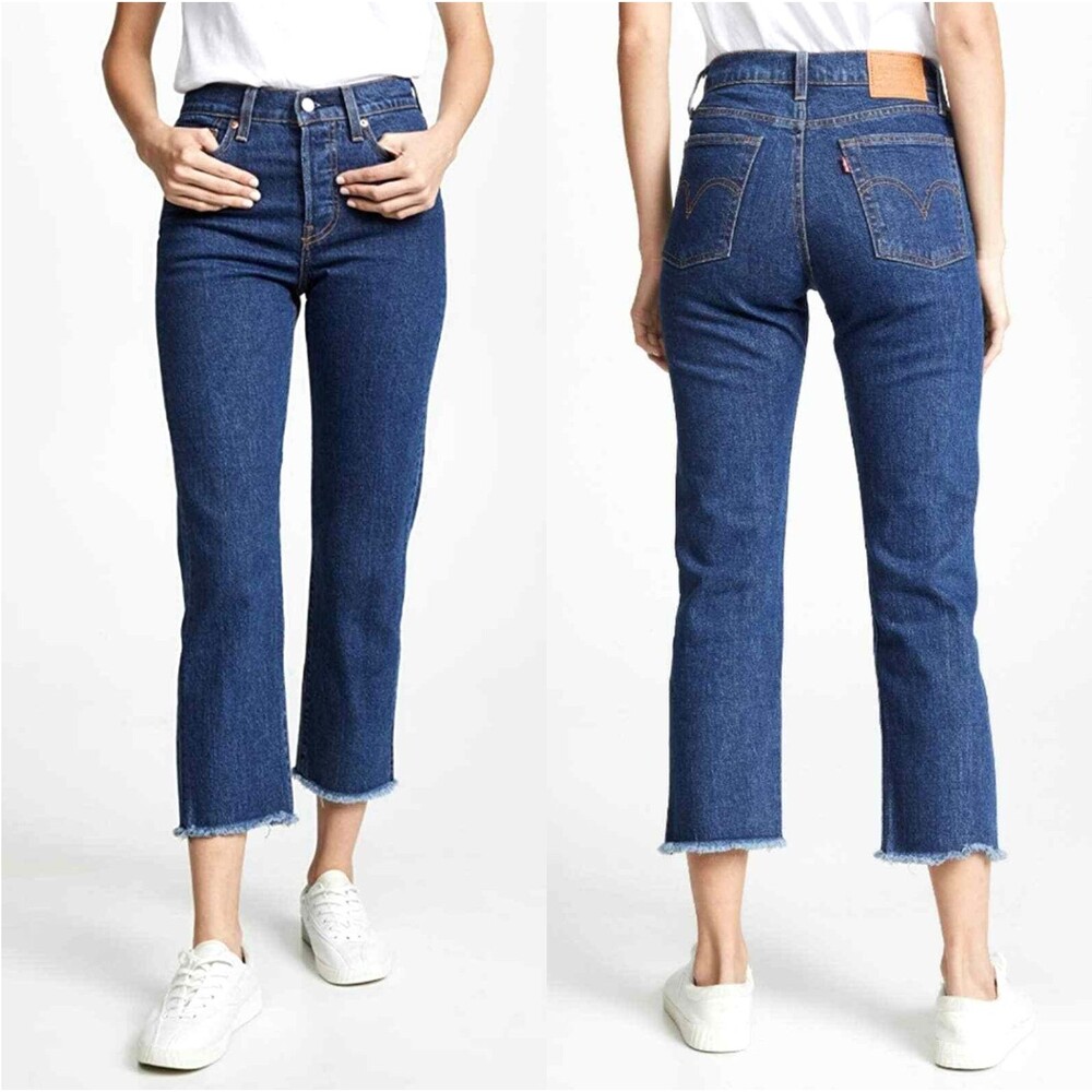 Levis Premium Wedgie Straight Jeans Womens 28x26 Blue High Rise Button Fly New